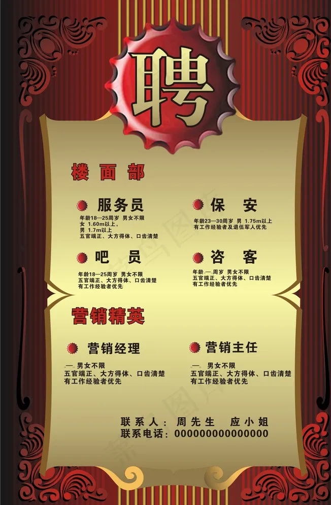 酒吧 招聘图片cdr矢量模版下载