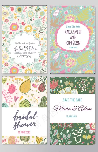 森系小清新手绘彩色花草背景平面设计