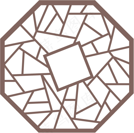 传统八角窗矢量图 AI