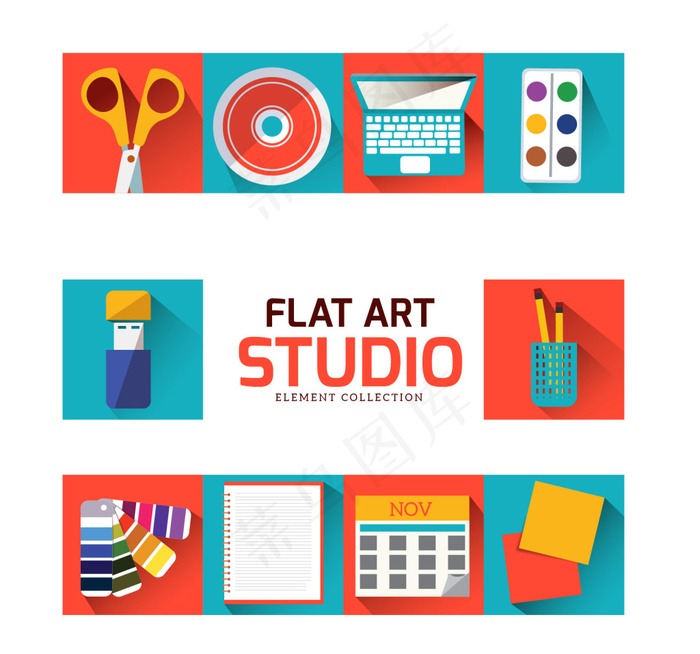 扁平艺术绘画素材