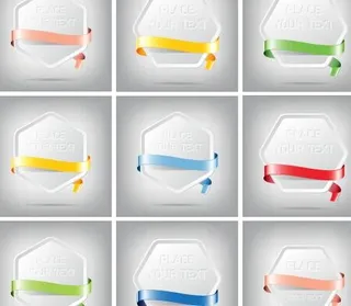 色彩鲜艳的旗帜以彩带矢量集03