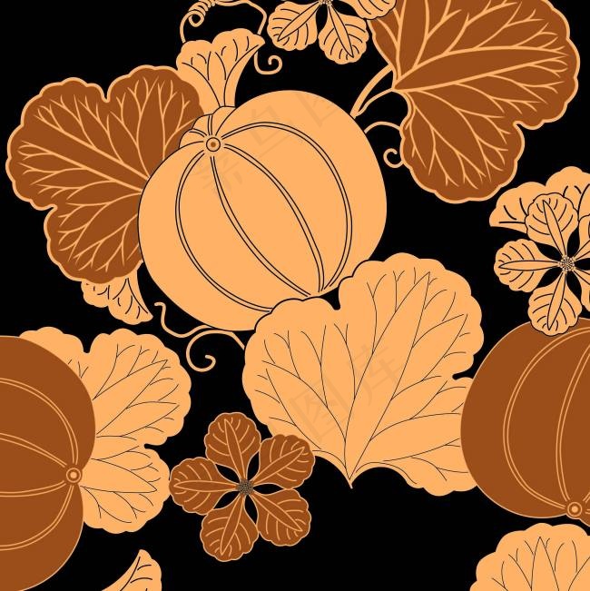 黄色瓜藤花纹底纹