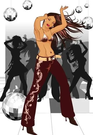 时尚女人与花纹矢量图62