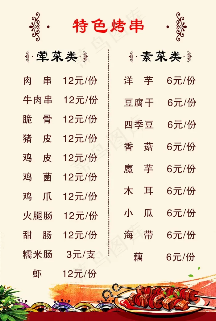 烤串菜单psd模版下载