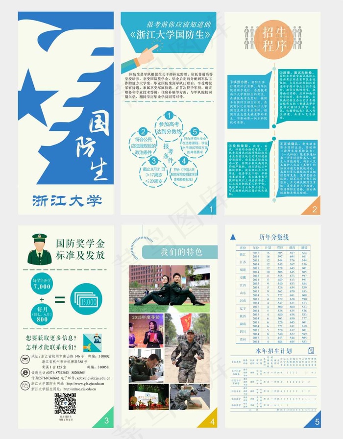 浙江大学2016年国防生招生宣传三...(210X297)cdr矢量模版下载