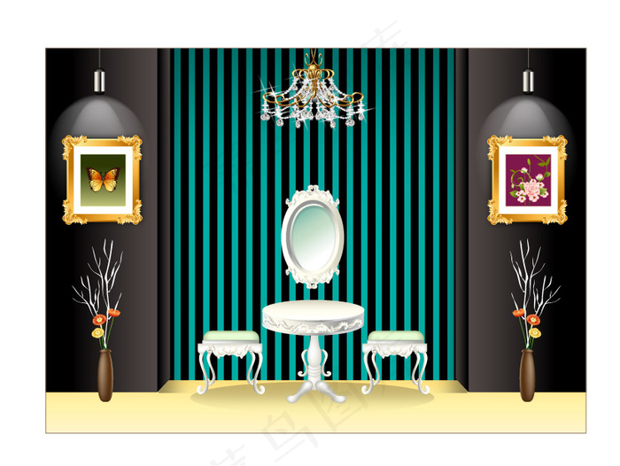 家居设计效果图矢量图