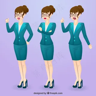 卡通人物扁平化可爱各种职业矢量素材