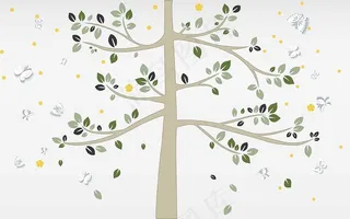 剪影墙绘树