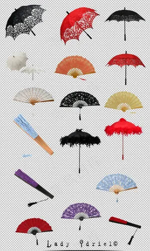 古代雨伞折扇素材免扣大图