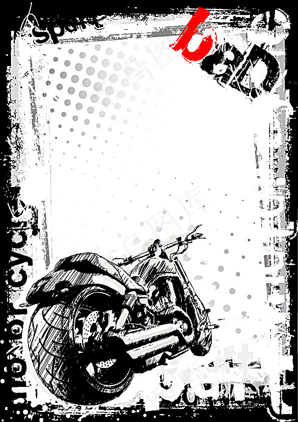 一辆黑色手绘摩托车