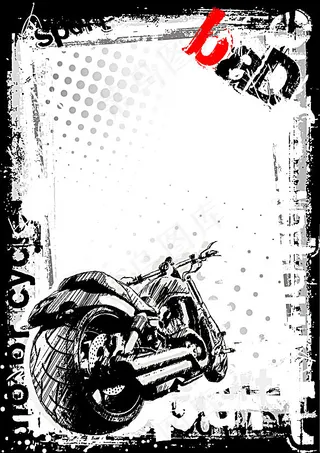 一辆黑色手绘摩托车