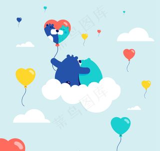 漂亮的背景爱心气球