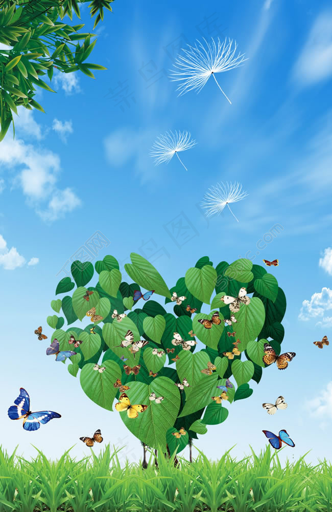 清新春天展板背景PSD素材