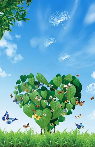 清新春天展板背景PSD素材