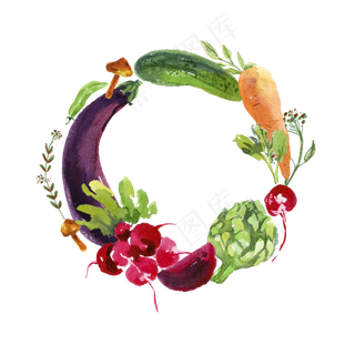 水彩水墨蔬菜水果装饰画免抠素材