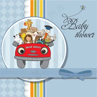 红色汽车上的各种动物图片