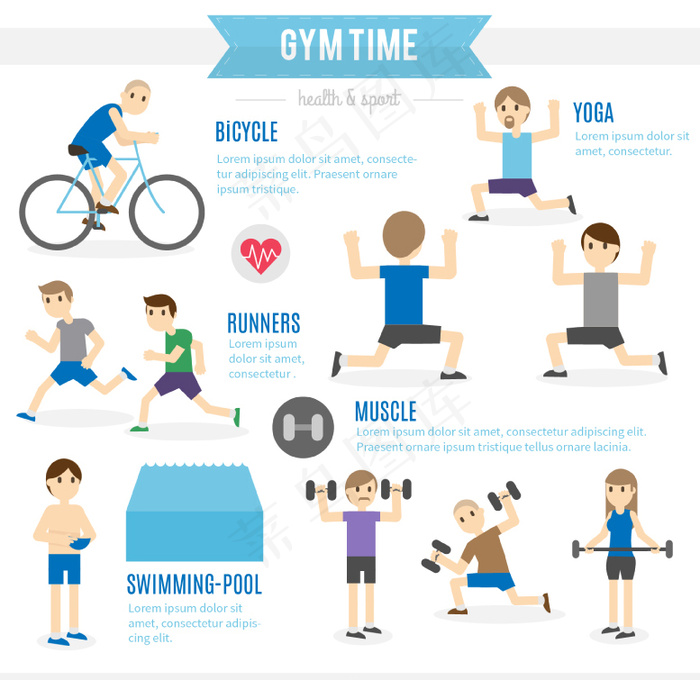 卡通人物健身信息图矢量素材ai矢量模版下载