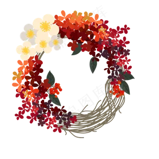 彩色秋季花环设计矢量