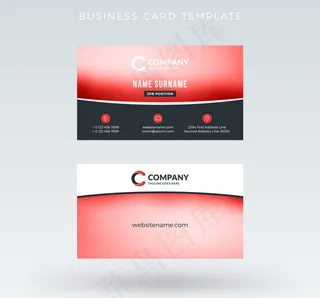 红色渐变商业名片