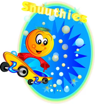 渐变背景的戴有星星笑脸滑板