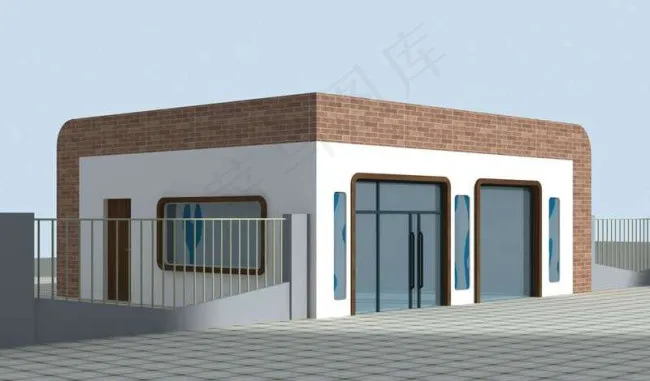 公司门卫室设计3D模型图