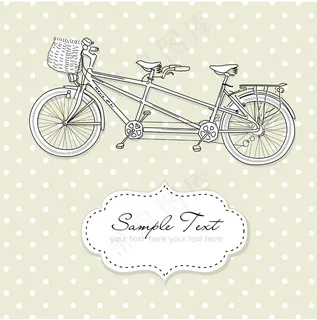 双人自行车婚礼邀请圆点背景