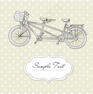 双人自行车婚礼邀请圆点背景