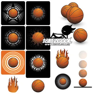 一组篮球矢量素材