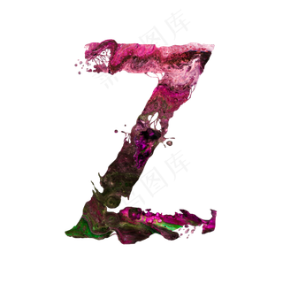 高清水彩喷溅创意艺术英文字母PNG...