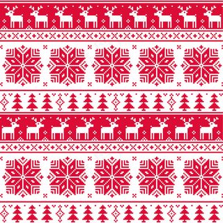 红色的有圣诞针织花纹背景矢量