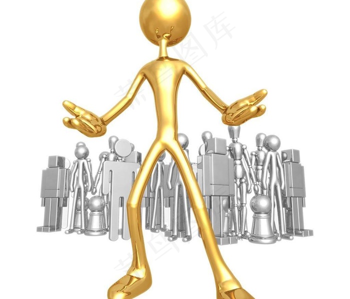 商务创意黄金3d小人图片