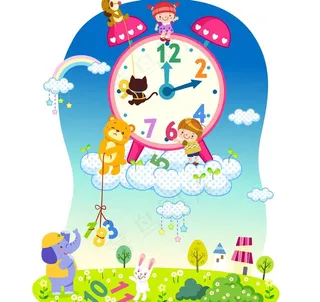 云朵上的闹钟图片