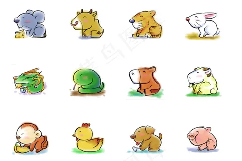 水彩风格12生肖