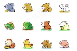 水彩风格12生肖