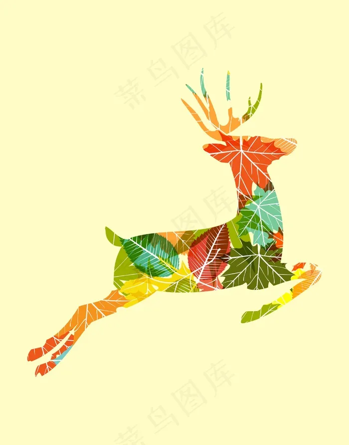 梅花鹿插画cdr矢量模版下载