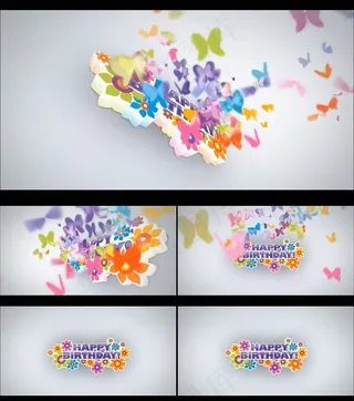 缤纷蝴蝶飞舞生日快乐片头