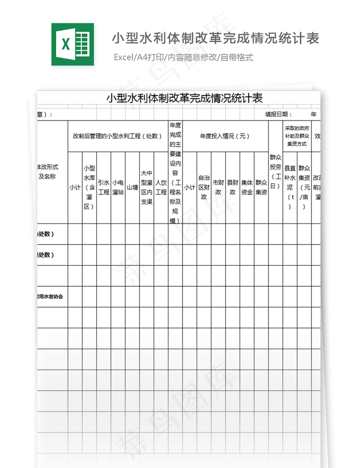 小型水利*改革完成情况统计表格