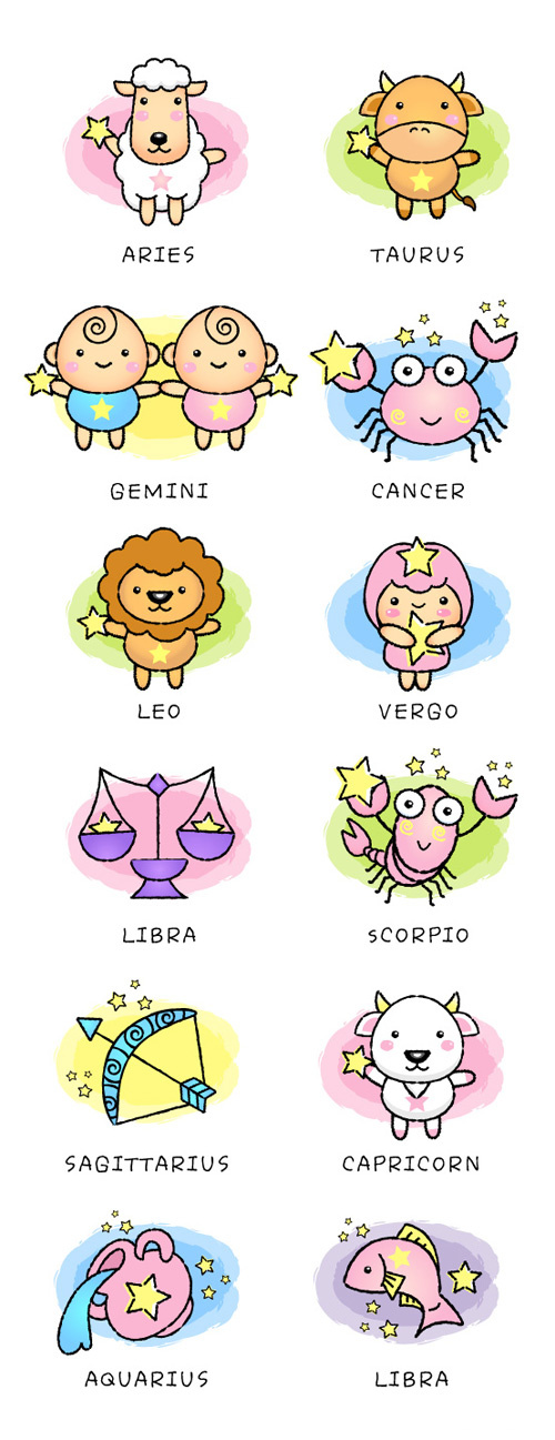 漫画12星座矢量素材（C）