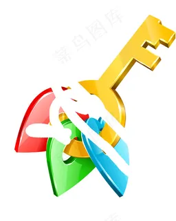 三维的男性和女性的金钥匙符号矢量