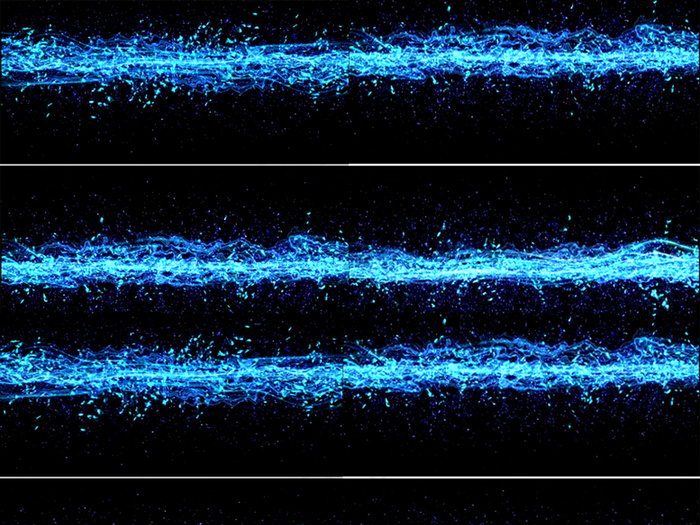 超高清3D蓝色粒子波浪特效视频
