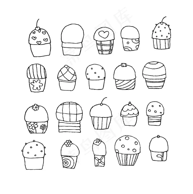 手绘甜点ai矢量模版下载