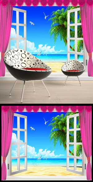 沙发背景海景3d立体电视背景墙 沙发背景海景3d立体电视背景墙