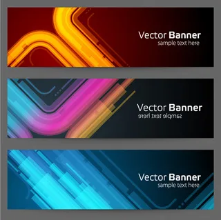 霓虹曲线banner矢量素材