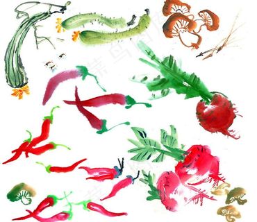 水墨分层蔬菜图片