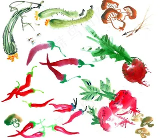 水墨分层蔬菜图片