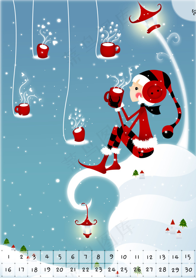 一个卡通人物喝水