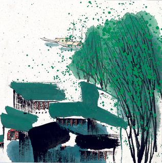 国画江南水乡 春