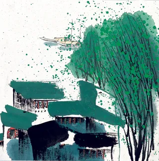 国画江南水乡 春
