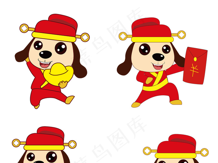 2018狗年新年卡通狗喜庆红狗PN...psd模版下载