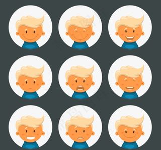 9款可爱男孩表情头像矢量图